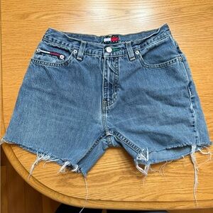 Vintage Tommy Hilfiger Blue Jean Shorts with Frayed Hem